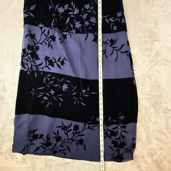 Vtg 90s Dark Romantic Dress Womens 12 Blue Velvet Burnout Cocktail Ethereal Goth - Picture 9 of 10